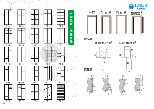 PD門 款式3 (選擇上趟掩門可以趟門 或 掩的鋁合金門) - EcMall 家居及建材商城